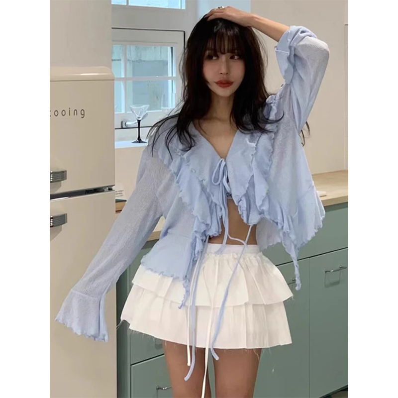 Crop Top Crochet - MEXZT Cropped White Shirts Women Fashion