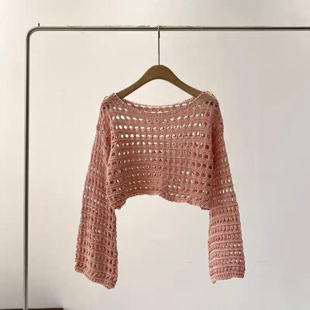 Crop Top Crochet - Summer Women Knitted Sweater French Style