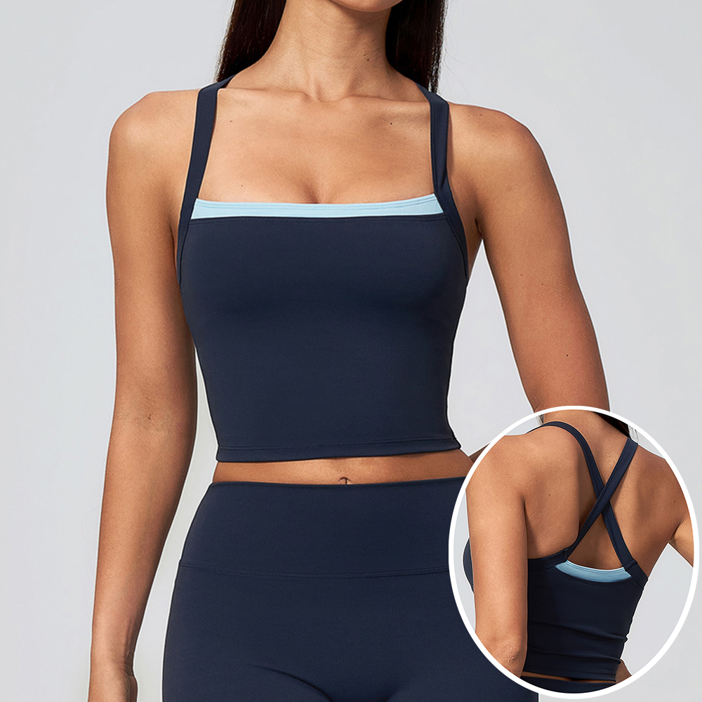 Crop Top Crochet - Women Criss Cross Back Yoga Tank