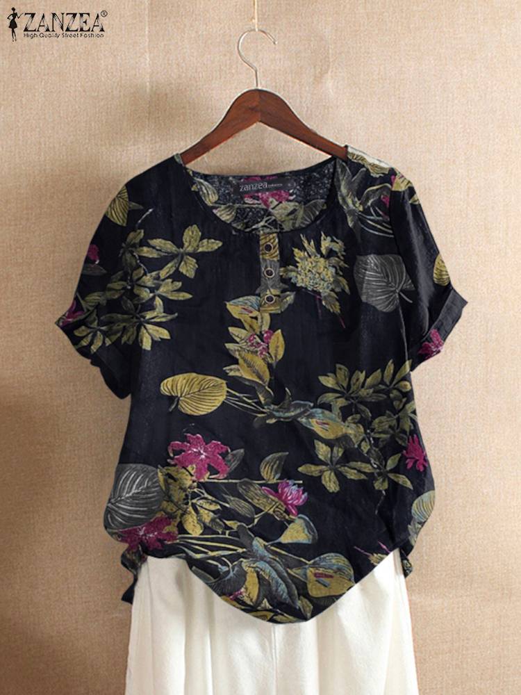 ZANZEA Women Cotton Shirt Fash - огляд і ціна Romper Floral Print